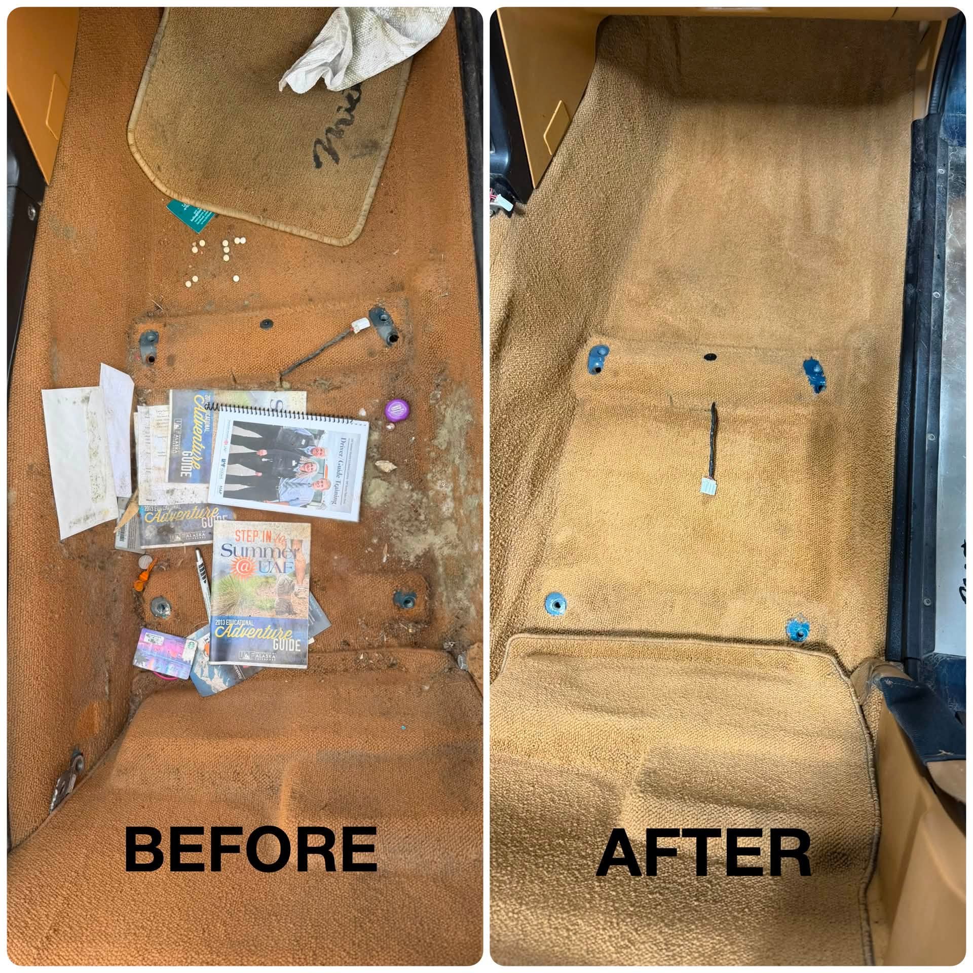 Carpet before and after stain removal