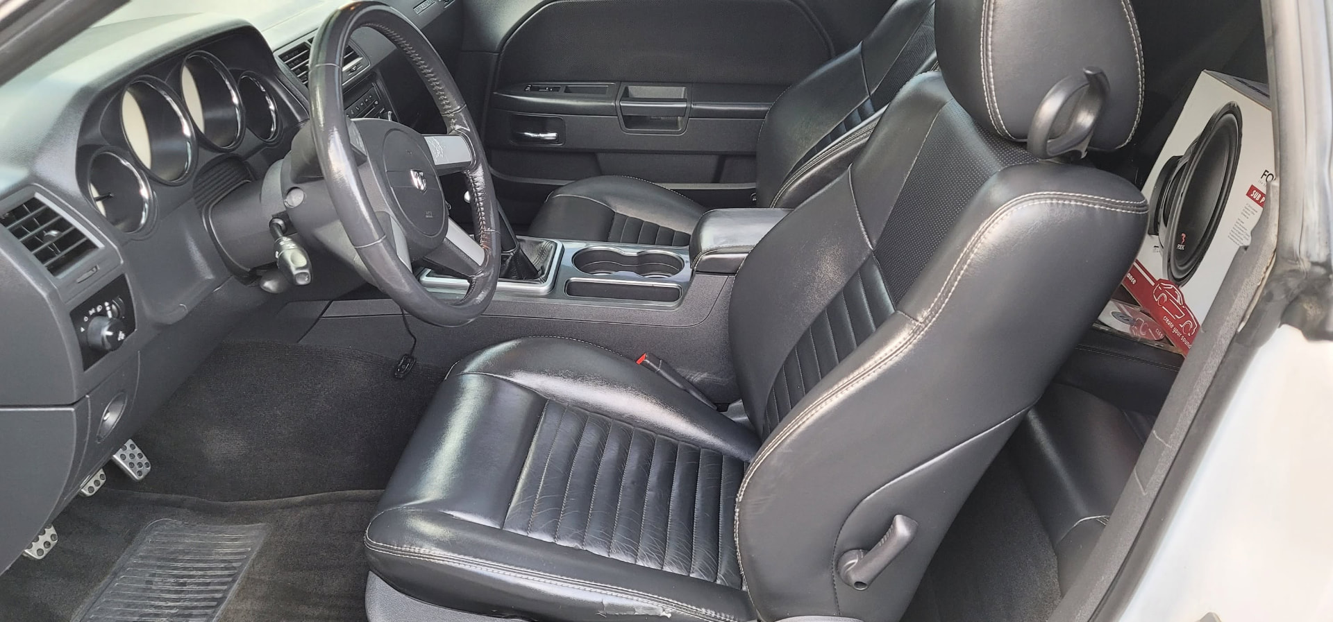 Clean black leather vehicle interior